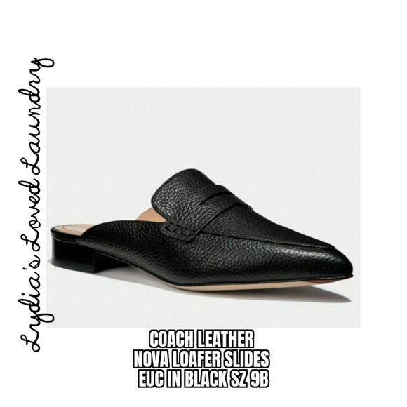Coach Shoes - Authentic COACH Leather Nova Loafer Slides EUC Black Size 9B